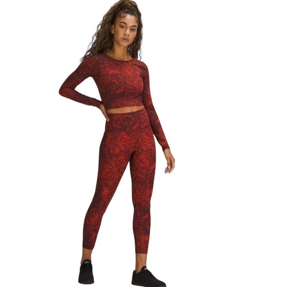 LULULEMON‎ Size 18 Wunder Train High-Rise Tight 25" Denim Wash Autumn Red Black - Picture 14 of 14